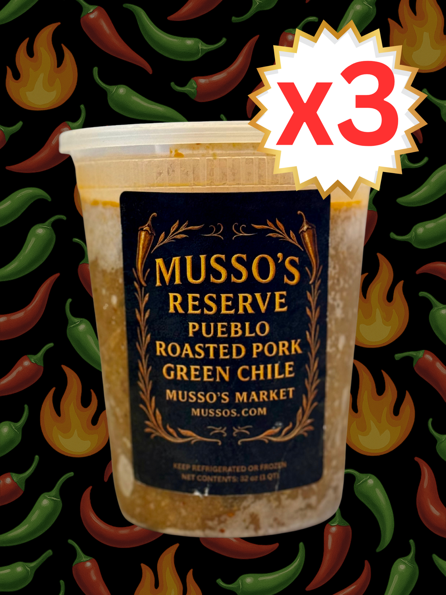 Mussos Pork Green Chile - 3 Quarts